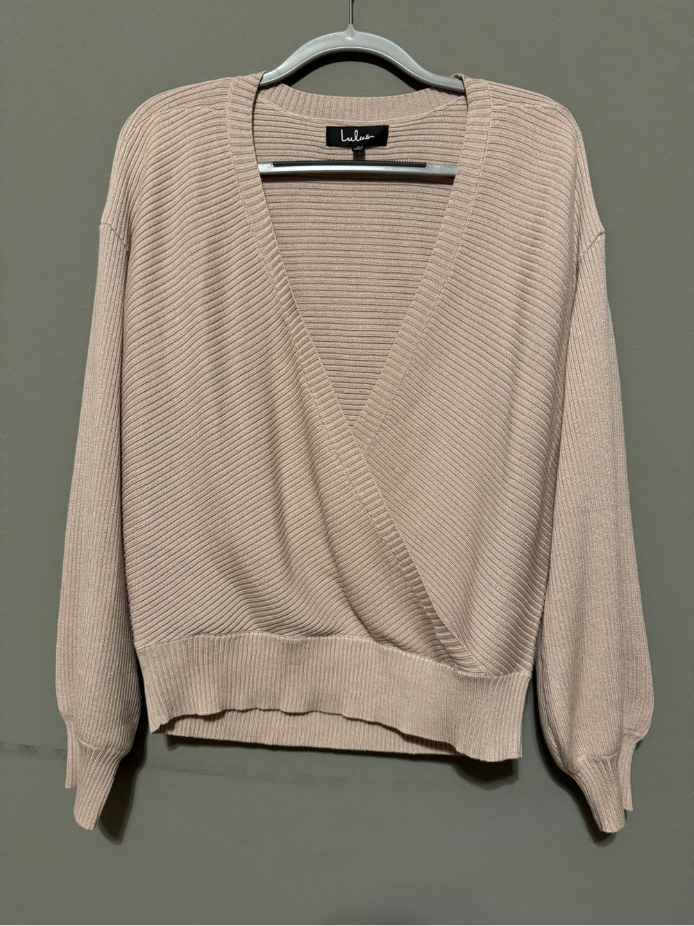 Lulu's Blush Wrap Ribbed V-Neck Sweater